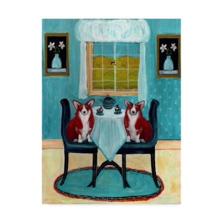 Cheryl Bartley 'Doggie Tea Time' Canvas Art,35x47